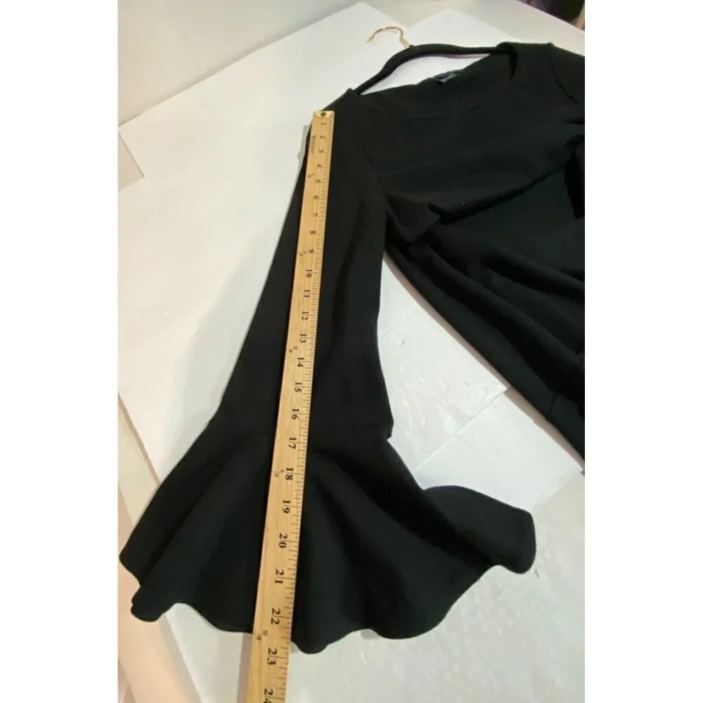 French Connection Matuka Lula Black Ruffle Hem Bell Sleeves Dress Women's Size 4